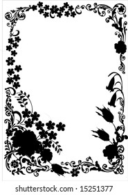 illustration with floral frame decoration on white background