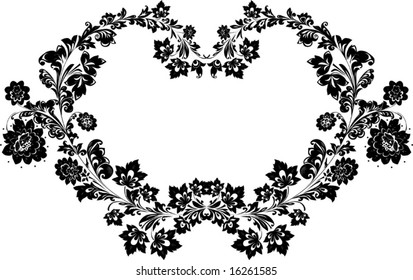 illustration with floral frame decoration on white background
