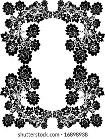 illustration with floral frame decoration on white background