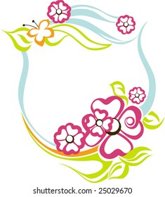 illustration with floral frame decoration on white background