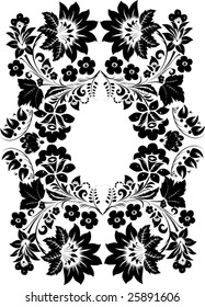 illustration with floral frame decoration on white background