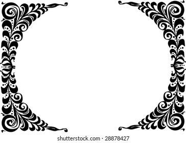 illustration with floral frame decoration on white background