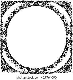 illustration with floral frame decoration on white background