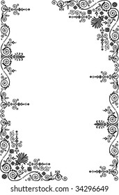 illustration with floral frame decoration on white background