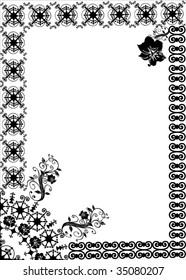 illustration with floral frame decoration on white background