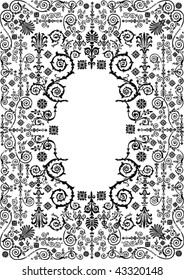 illustration with floral frame decoration on white background