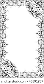 illustration with floral frame decoration on white background