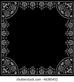 illustration with floral frame decoration on black background