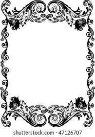 illustration with floral frame decoration on white background