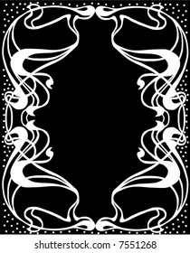 illustration with floral frame decoration on black background