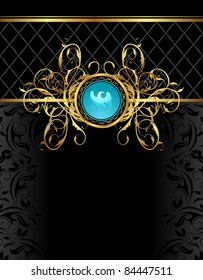 Illustration floral frame with heraldic eagle - vector
