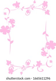 Illustration of floral frame, ideal to use on wedding invitations and similar events, or to put whatever you like inside. Only one shape painted on pink, easy color edition