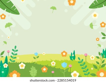 Illustration of a floral frame on a green background with space for text