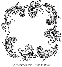Illustration of floral frame on white background