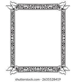 Illustration of floral frame with space for text on a white background
