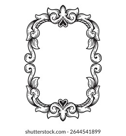 Illustration of floral frame with swirls and vignetted corners
