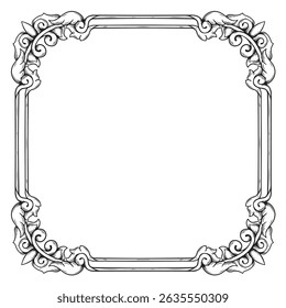 Illustration of floral frame with vignetted corners on white