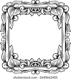 Illustration of floral frame with vignetted corners on white