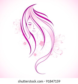 Illustration Floral Lady Line Art Style Stock Vector (Royalty Free ...