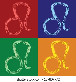 illustration of Floral leo zodiac sign in different colors