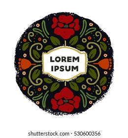 Illustration with floral ornament for greeting card or logo of a flower shop.
