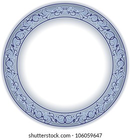 Illustration floral ornament plate isolated - vector