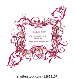 Illustration the floral red decor element for design and border - vector