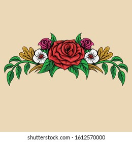 illustration of floral roses bouquets for wedding invite or greeting card