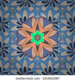 Illustration of floral seamless pattern. Flowers of the valley on blue, beige and neutral colors.