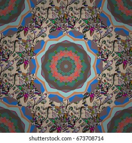 Illustration of floral seamless pattern. Flowers of the valley on colorful background.
