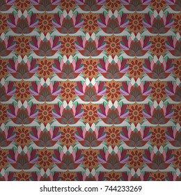 Illustration of floral seamless pattern. Flowers of the valley on neutral, brown and pink colors.
