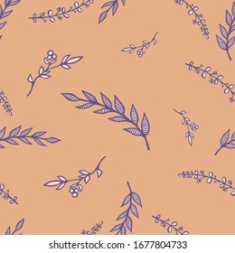 Ilustración de un patrón sin soldadura floral; vectores dibujados a mano ornamentados; Tapa botánica de tinta para tela, papel y decoración