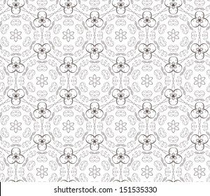 illustration of floral seamless pattern without gradient