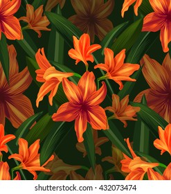 Illustration of floral seamless pattern,amaryllis seamless pattern