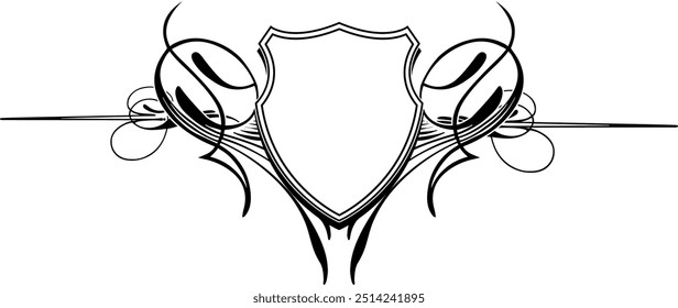 Ilustração de floral e escudo