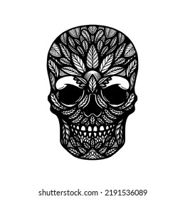 Illustration of floral skull. Design element for poster, t shirt, sign. Vector illustration