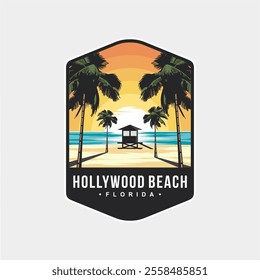 Illustration of Florida hollywood beach patch logo