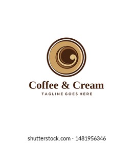 Illustration of Flow mix of coffee and cream seen from above logo design