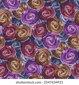 illustration of flower arrangements in earth colors. floral textile design.