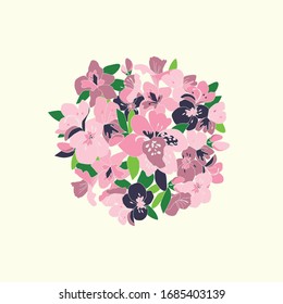 illustration with flower of azalea, vector design
