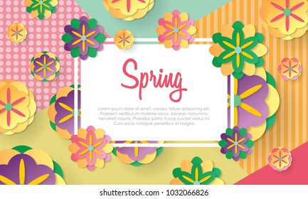 Illustration of  Flower Background for banner, poster, promotion, website. Paper art and digital craft style.