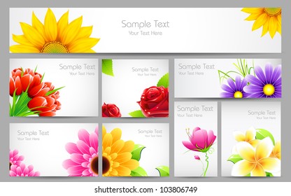 illustration of flower banner in different size