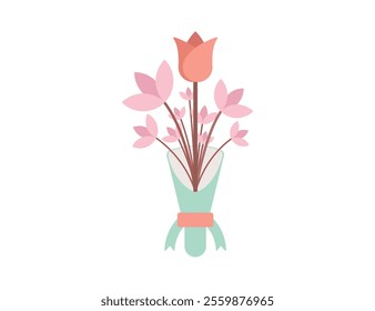 Illustration of a flower bouquet using flat design style