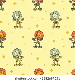 illustration of flower cartoon seamless pattern