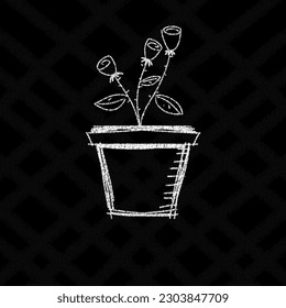 Illustration of a flower in a chalk style pot  