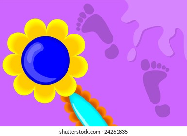 Illustration of flower in colour background	