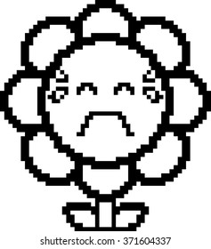 An illustration of a flower crying in an 8-bit cartoon style.