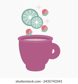 illustration of a flower in a cup tea