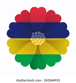 illustration of flower Flag Mauritius