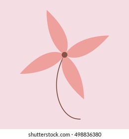 Illustration of a flower with four petals on pink background